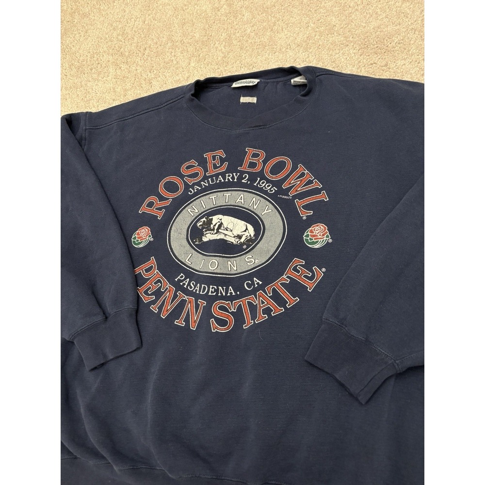 VTG 1995 Penn State Nittany Lions Rose Bowl Blue Pullover Sweater Size L